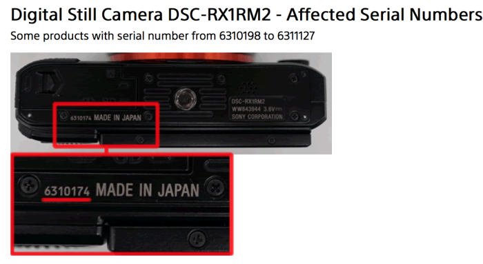 Sony alpha camera serial number check